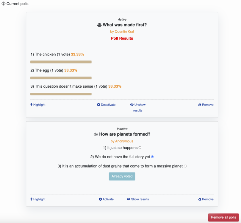 Super interactive live polls
