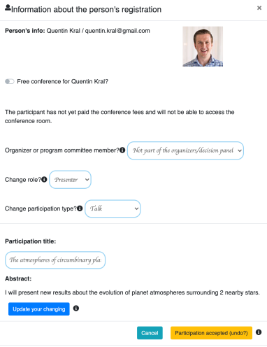 How to accept participant talks?